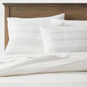 Threshold - Full/Queen Cotton Woven Stripe Duvet Cover & Sham  White/Light Gray
